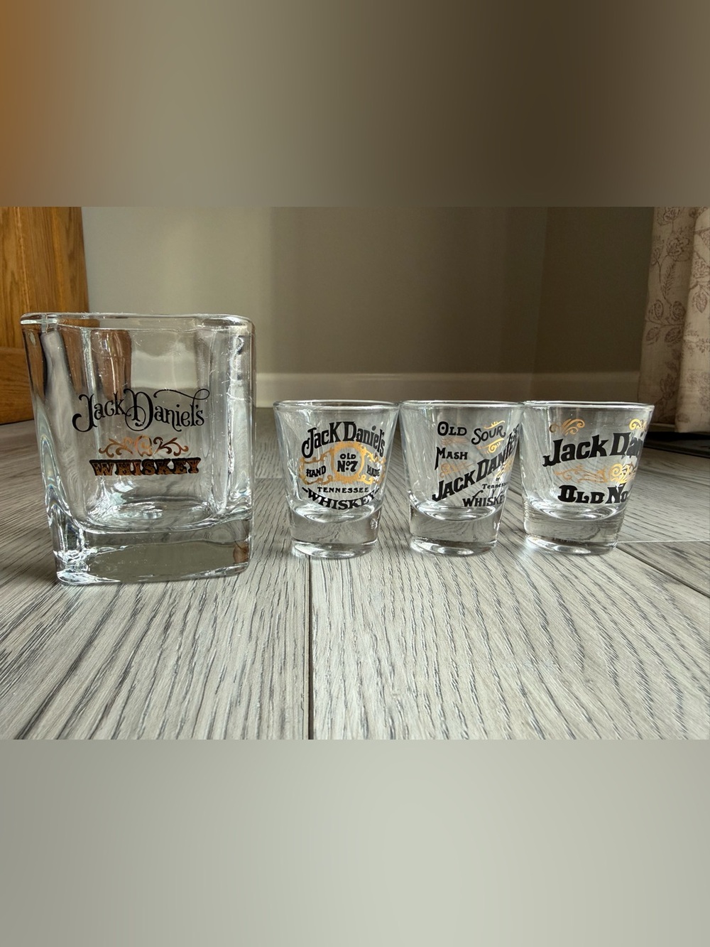 Vintage Jack Daniel’s Heavy Tumbler And 3 Shot Glasses